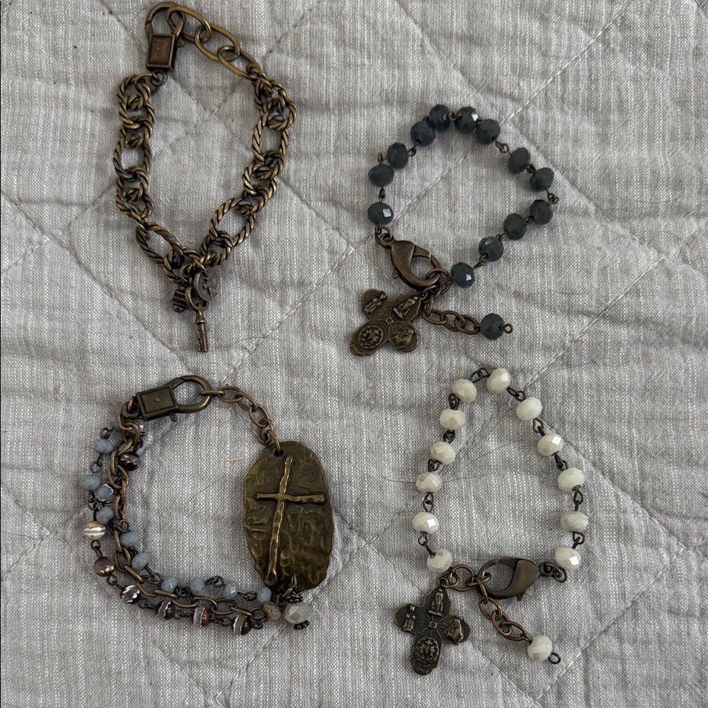 Elegant Cross Charm Bracelet Set